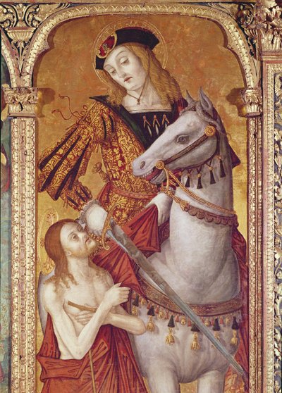 Jungfrau und Kind mit den Heiligen Gregor und Martin, Detail von St. Martin, 1517 von Nikola Bozidarovic
